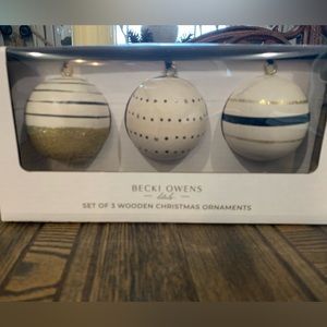 Becki Owens Striped Wooden Ornaments Set of Three